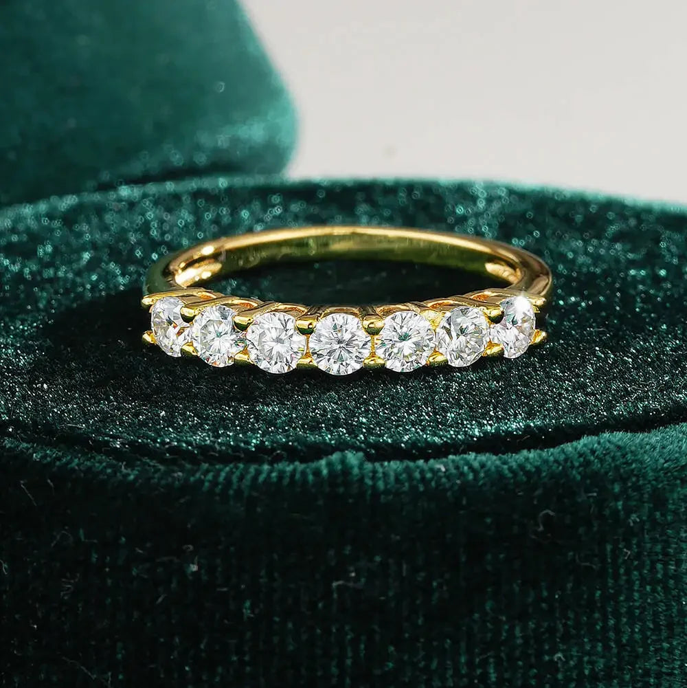 TY 0.7CT 3mm Gemstone Moissanite Rings for Women S925 Silver Matching Wedding Diamonds Band Stackable Ring White Gold Gift
