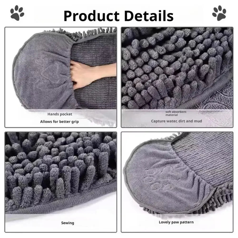 Quick Dry Pet Towel Soft Dog Bath Robe Towel Super Absorbent Cat Bath Towel Convenient Pet Cleaning Washcloth Dog Accessories