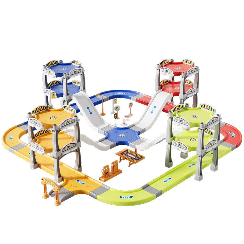 Children Parking Lot Ramp Track Car Toys Urban Rail Construction Vehicles Play Set Race Tracks Road Games Preschool Boys Gifts