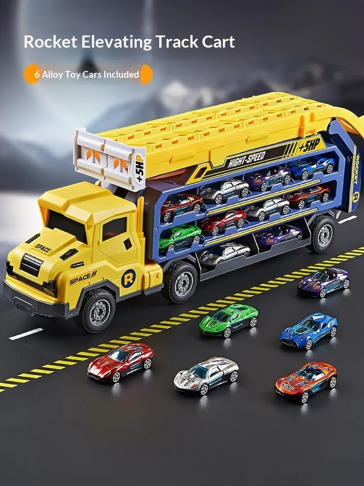 Large Size Inertia Sliding Engineering Vehicle Toy 3D Lifting Track Automobile Playset Perfect Birthday and Festival Gift