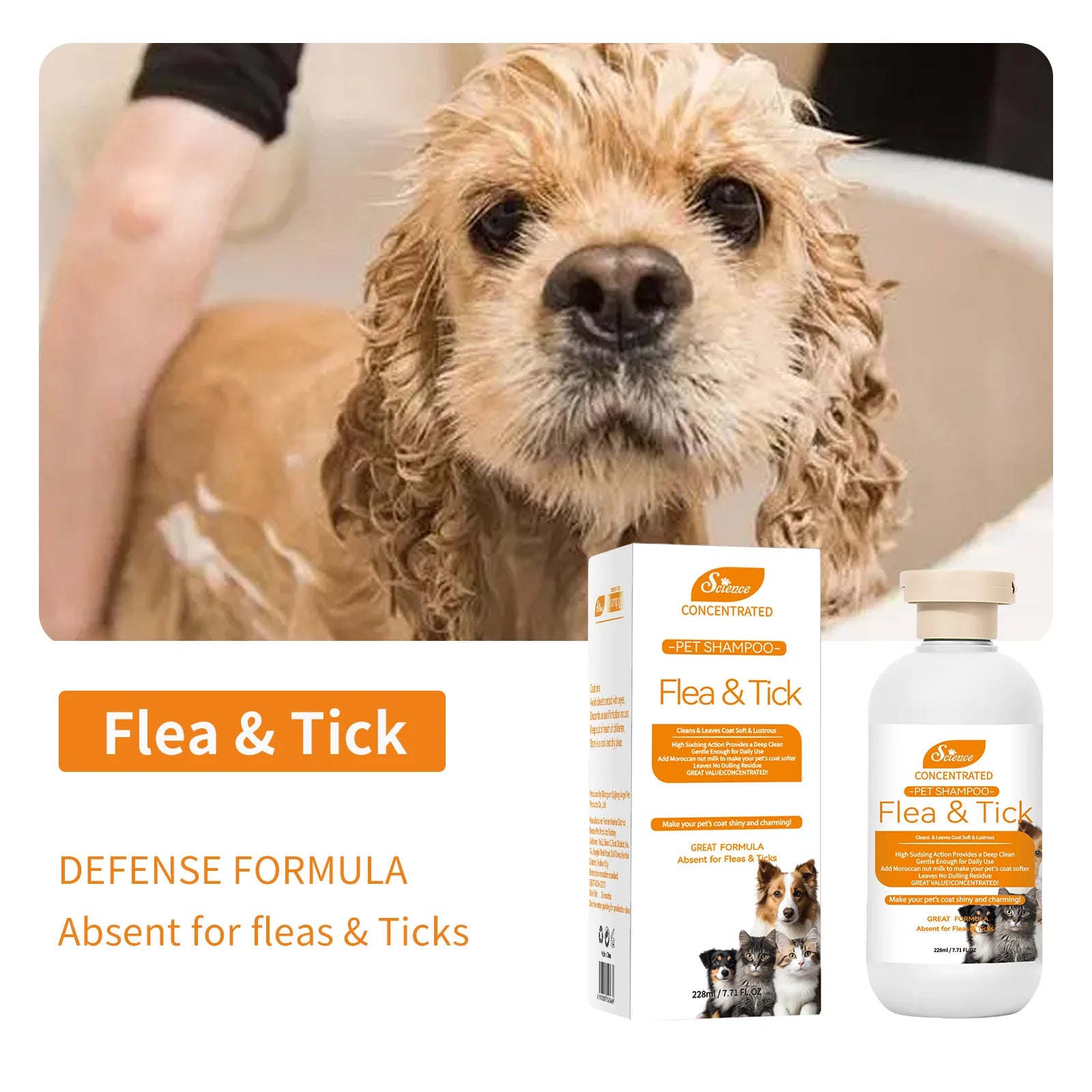 228ML Soothing Pet Grooming Shampoo for Sensitive Skin - Hypoallergenic Formula for Cats and Dogs