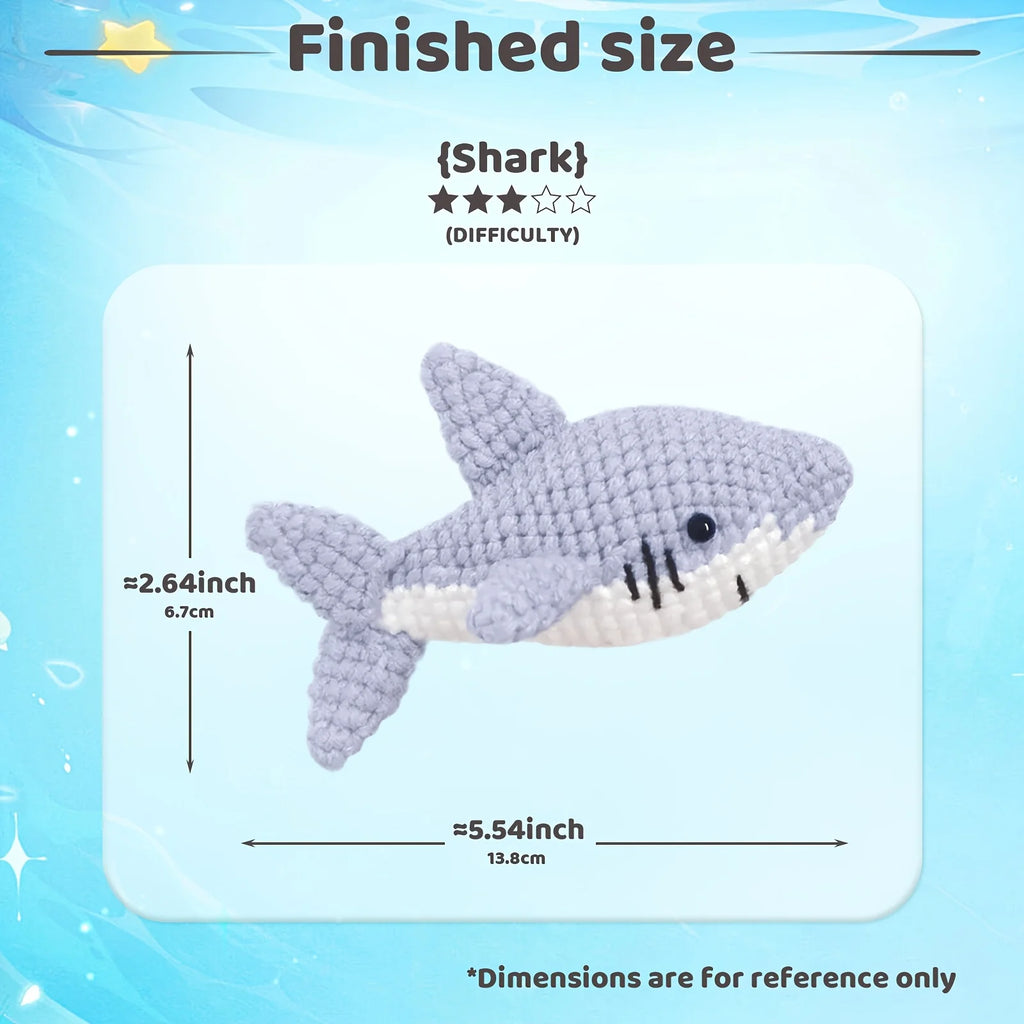 1pc Adorable Shark Amigurumi Crochet Kit for Beginners - DIY Fabric Craft with Step-by-Step Video Tutorials