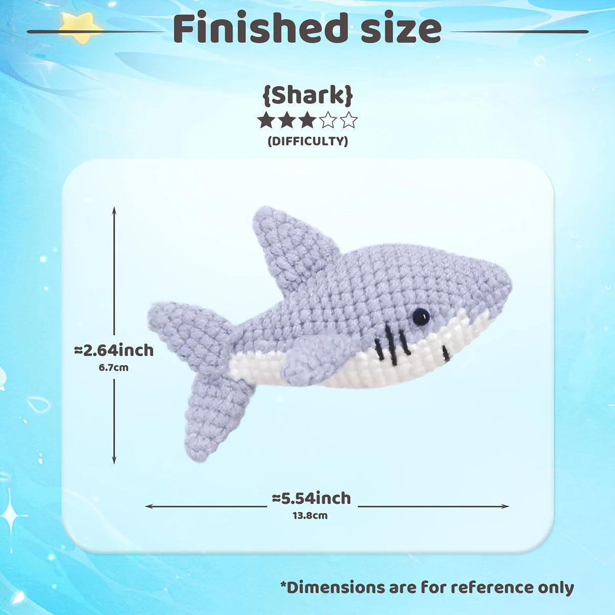 1pc Adorable Shark Amigurumi Crochet Kit for Beginners - DIY Fabric Craft with Step-by-Step Video Tutorials
