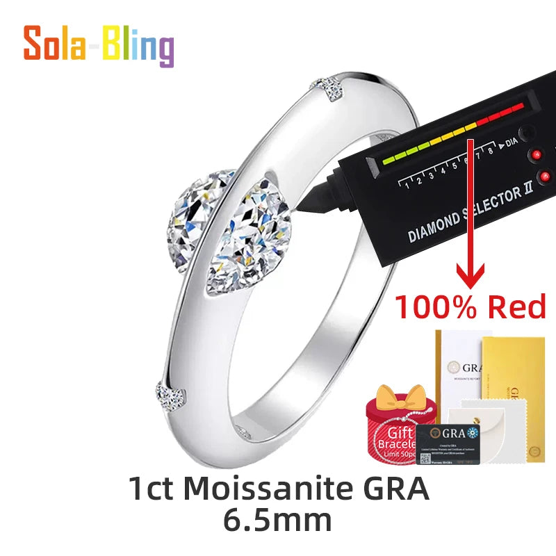 Sola-Bling 100% Pass Diamond Tester Moissanite Ring 925 Sterling Silver Rings For Women Sparkling Wedding Eternity Jewelry