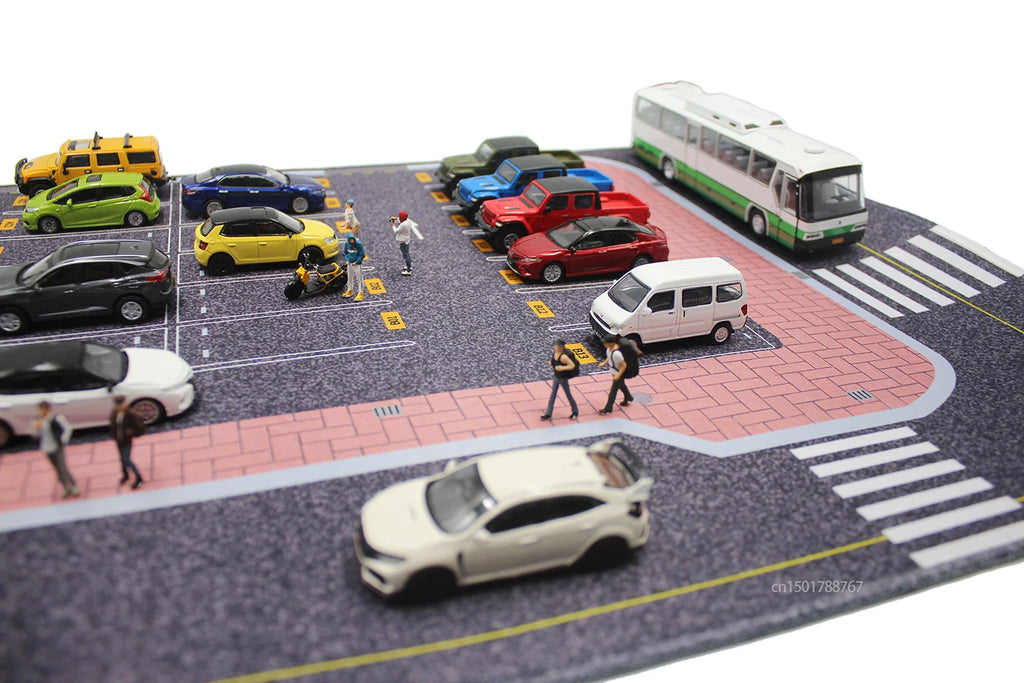 1:64 Scale Parking Road Garage Football Field Toy Mat Mouse Pad For Diecast Car Model Dolls Scene Display