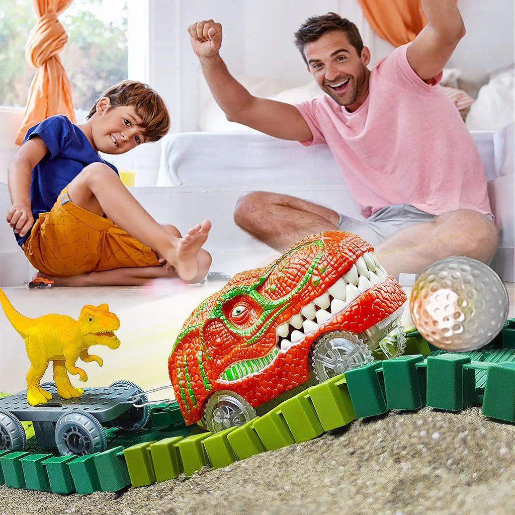 Dinosaur Rail Car Assembly Diy Roller Coaster Assembly Puzzle Versatile Track Electric Train Toy Gift
