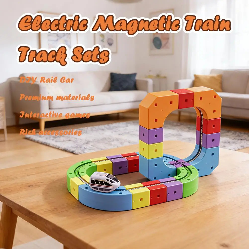 Children Magic Track Train Electric Assembled Building Blocks Magnetic Rail Car Maze Educational Toys Magnetic Assembly Train