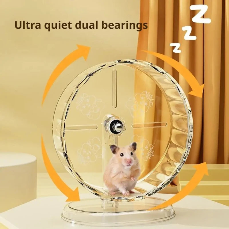 Silent Widened Transparent Running Wheel for Hamsters Small Pet Roller Bearing Support Toy Exercise Equipment for Rodents