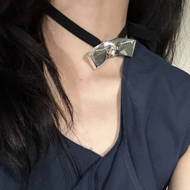 925 Sterling Silver Necklace Black Beads Square Irregular Punk Geometric for Women Girl Jewelry Gift Dropshipping Wholesale