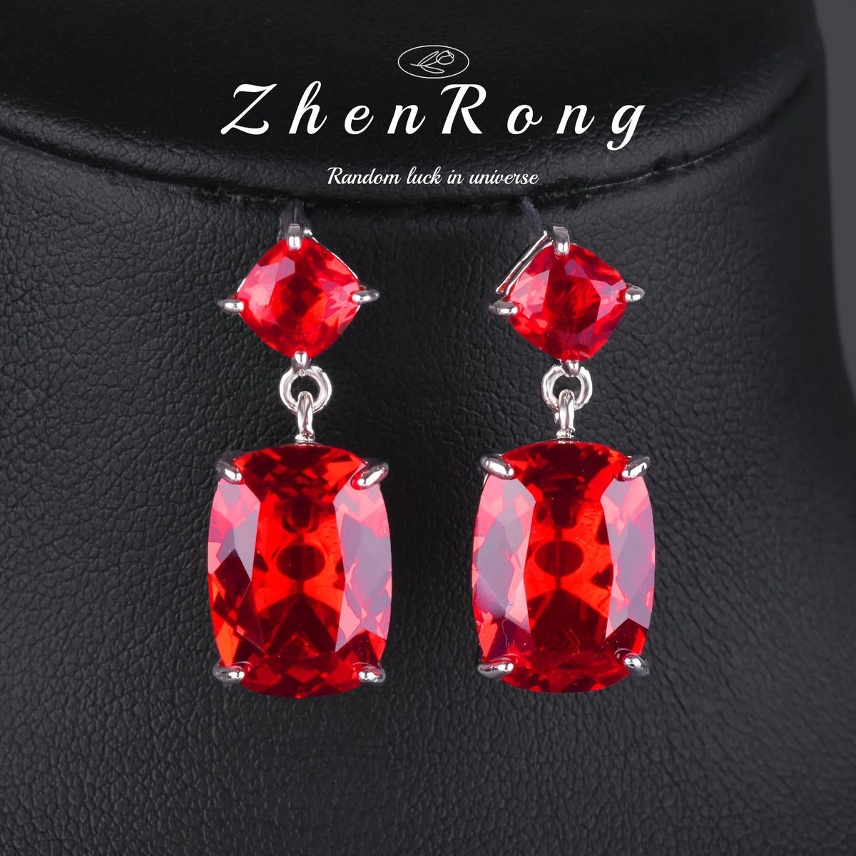 Foydjew Luxury 20 Carat Yellow/Red/Blue/Green Color Large Gemstone Jewelry Sets Pendant Necklaces Earrings Rings For Women