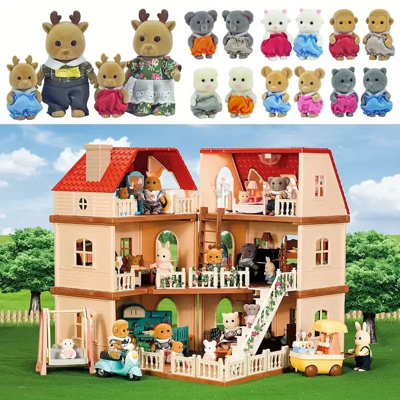 Toys Doll Forest Family Montessori Kitchen Miniature Doll House 1/12 Toy Kitchen Accessories Dollhouse Furniture Toys for Girls