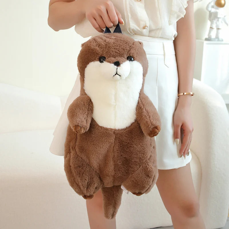 50cm Sea Otter Plush Backpack Cartoon Cute  Plush Toy Soft Stuffed Animal Shoulder Bag for Kids Girls Birthday Gifts