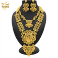 Dubai Indian Necklace Earrings Big Pendant Jewelry Set Gold Color For Women Nigeria African Bridal Wedding Party Jewellery Gifts