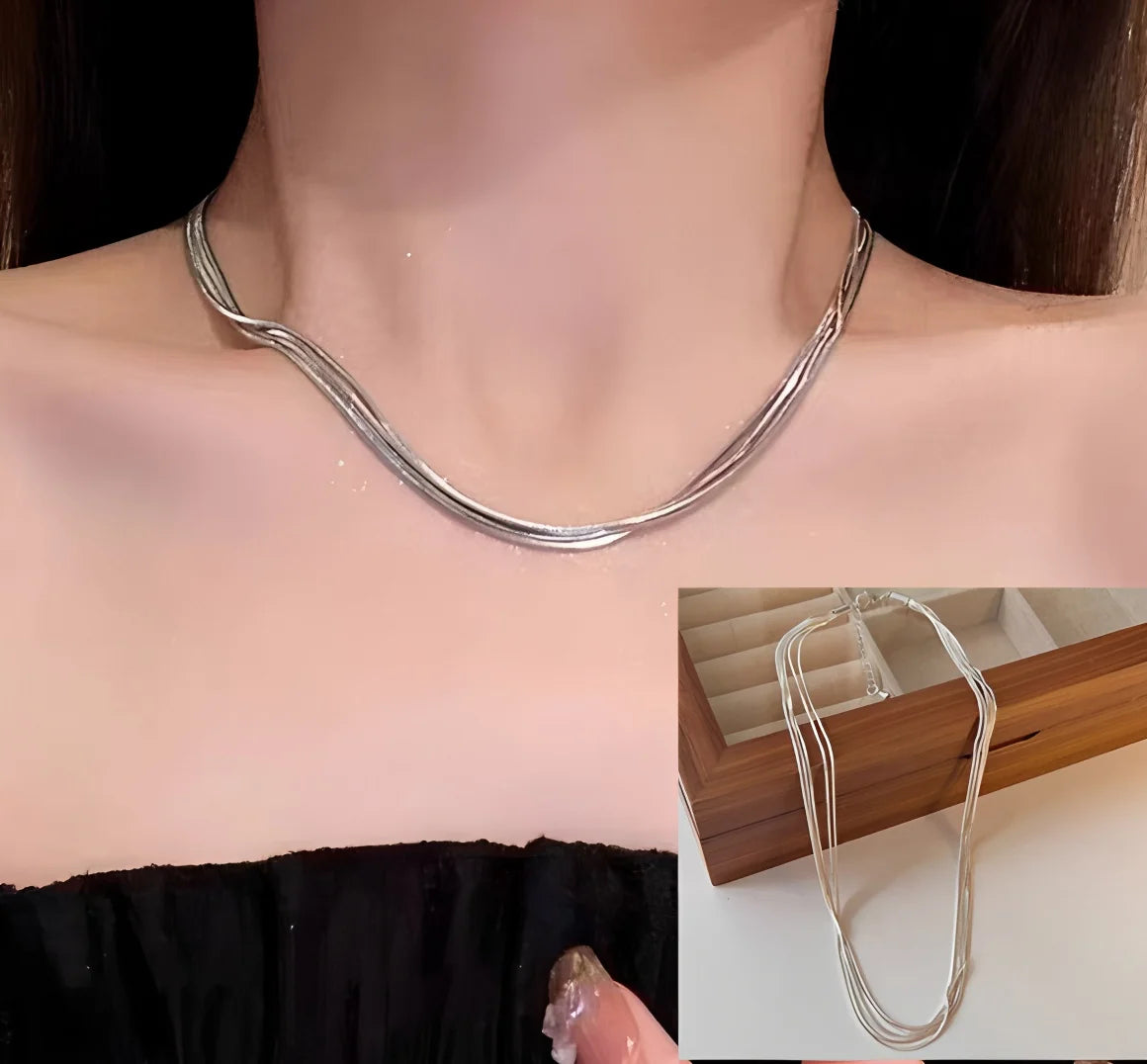 PANJBJ 925 Sterling Silver Onyx Necklace for Women Girl Concise Individuality Fashion Jewelry Birthday Gift Dropshipping