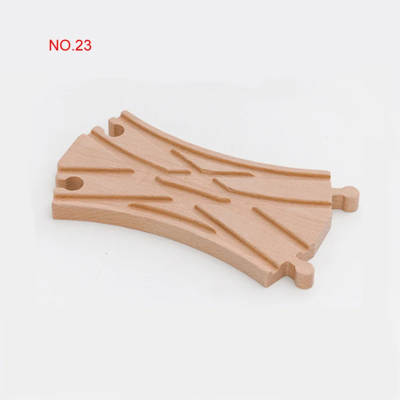 New Wooden Railway Track All Kinds Fork Rail Bifurcation Beech Wood Track Accessories Fit for Thomos Wooden Train Tracks Toy