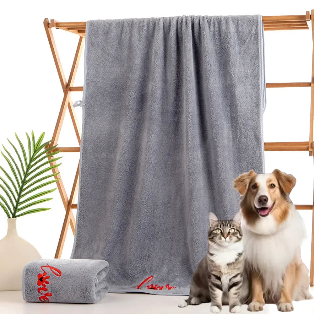 Quick Drying Dog and Cat Towels Soft Fiber Towels Bath Towel Pet Bathrobe Covenient  Cleaning Towel Pet Supplies