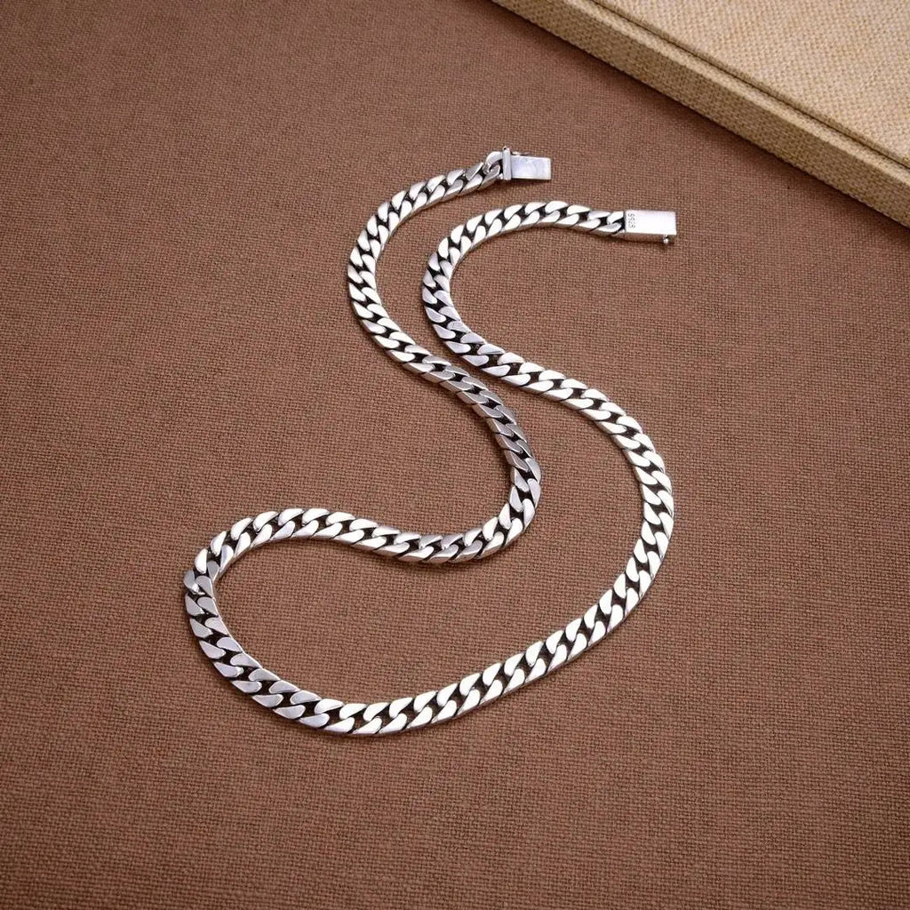 100% S925 Sterling Silver Necklace 7MM 8MM 10MM Punk 925 Silver Chains Original Certified Jewelry Gifts