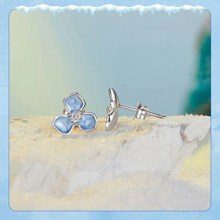 Bamoer 925 Sterling Silver Original Blue Butterfly Ring Lilac Flower Earrings for Women Jewelry Set Anniversary Engagement Gift