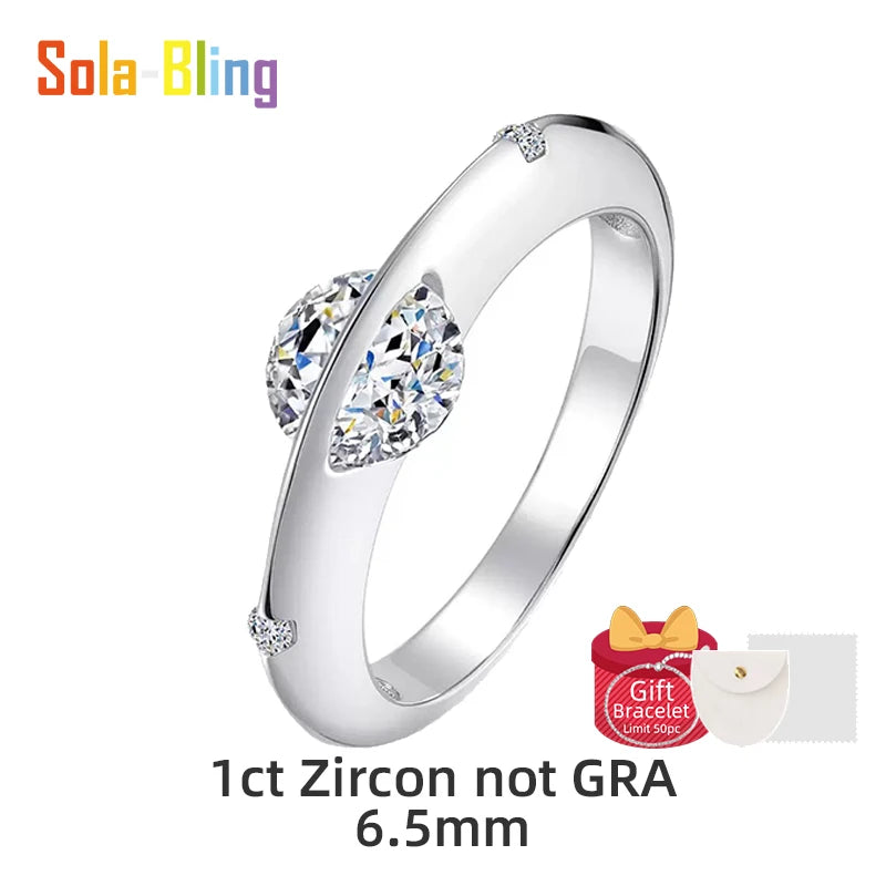 Sola-Bling 100% Pass Diamond Tester Moissanite Ring 925 Sterling Silver Rings For Women Sparkling Wedding Eternity Jewelry