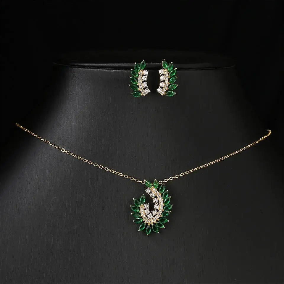 ZAKOL Luxury Retro Micro-set Zircon Women's Necklace Earrings Two-piece Set Temperament Elegant Charm Wedding Party Jewelry Sets