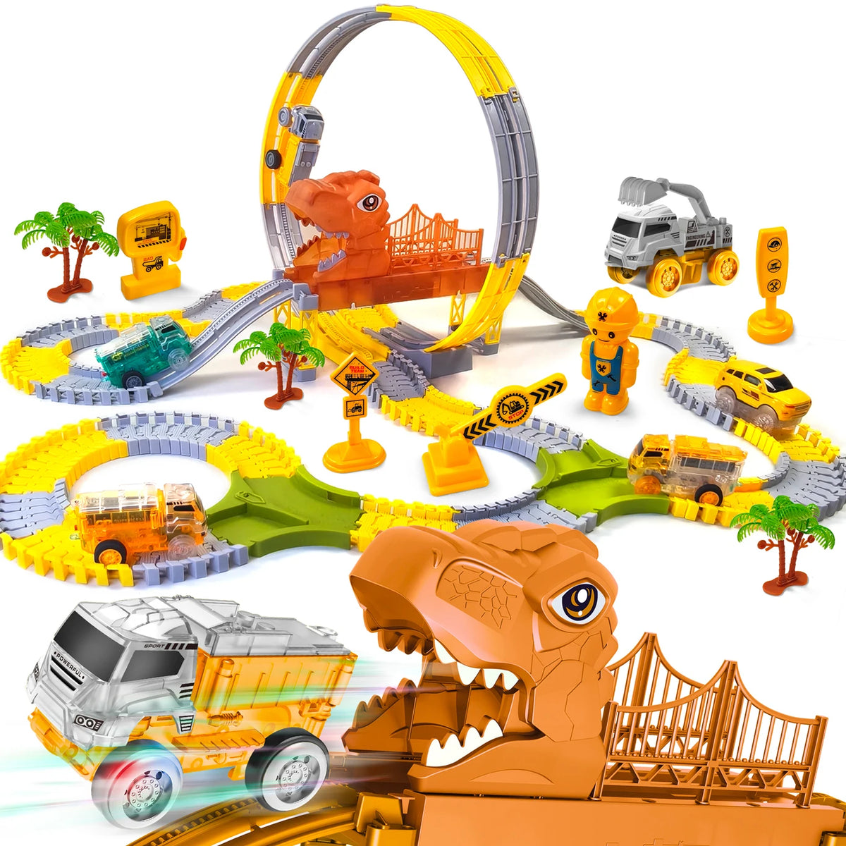 Tracks Cars Compatible Glow in the Dark LED Flashing Light Toy Cars Set for Most Race Tracks - Light up Cars for Kids