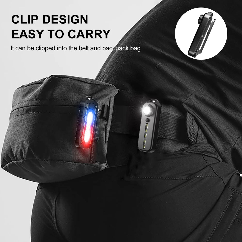 LED Red and Blue Shoulder Light with Clip USB Rechargeable Flashlights Warning Safety Torch Bike Warn LANTERN