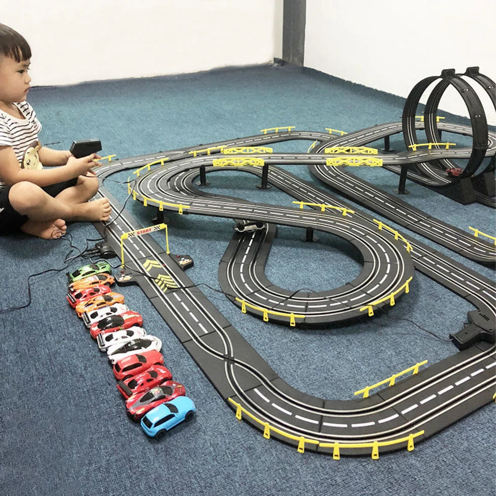Electric Slot Track Set,1:43 Scale Dual Control Racing Car Toy, Large Double Player Racing Track Vehicle Gift for Boys Ages 8-10
