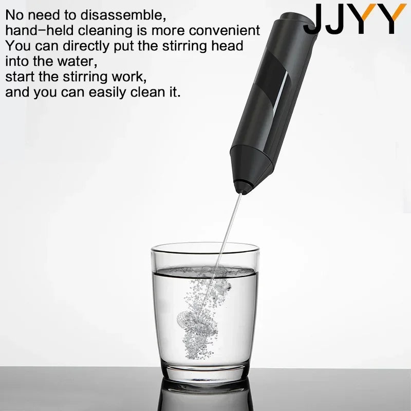 USB Rechargeable Milk Frother Mini Handheld Electric Foam Maker with 3 Speed Whisks for Latte Coffee Cappuccino