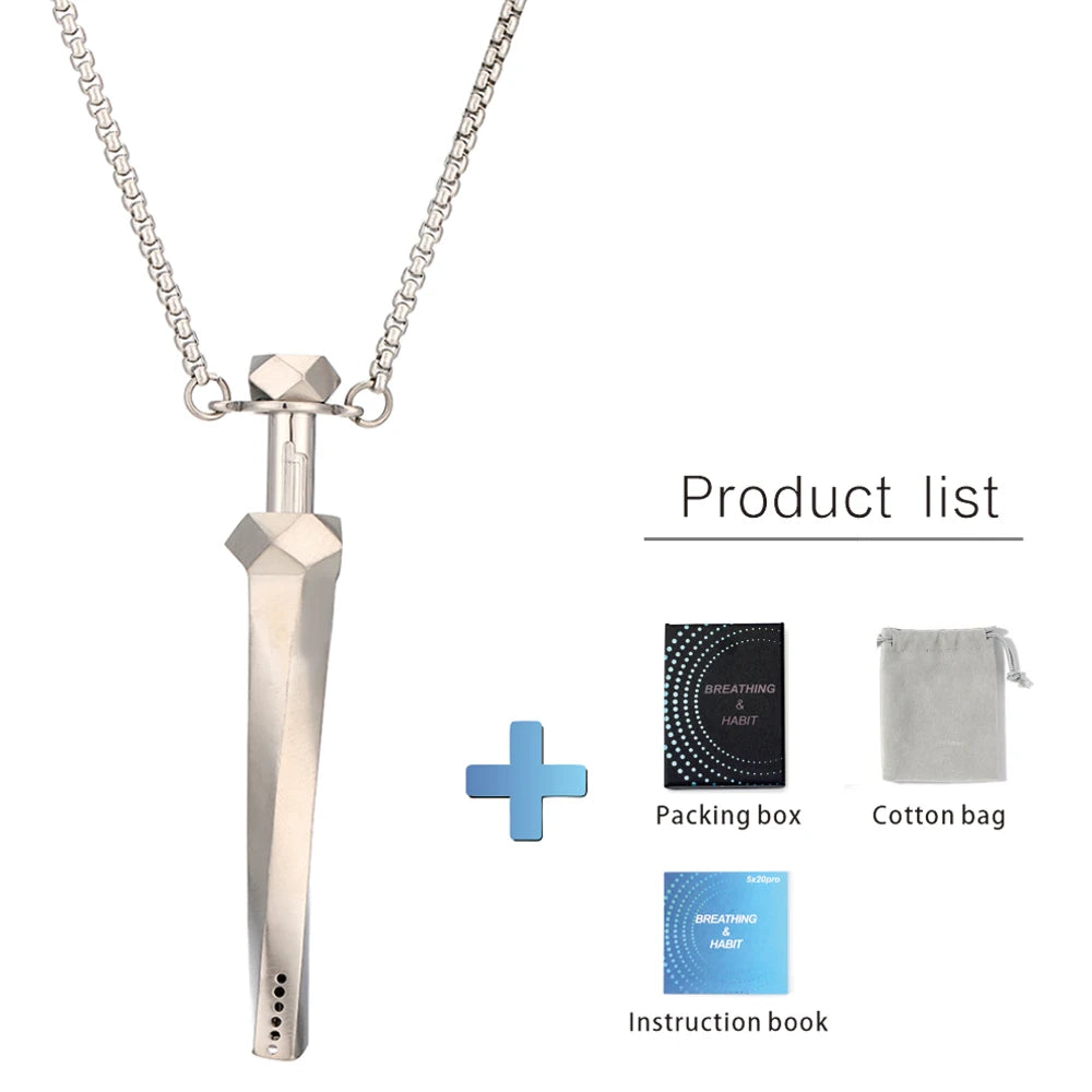 Geometric Cut Breathing Necklace: 2-in-1 Spring Telescopic Straw for Anxiety Relief, Stress Relief & Mindfulness