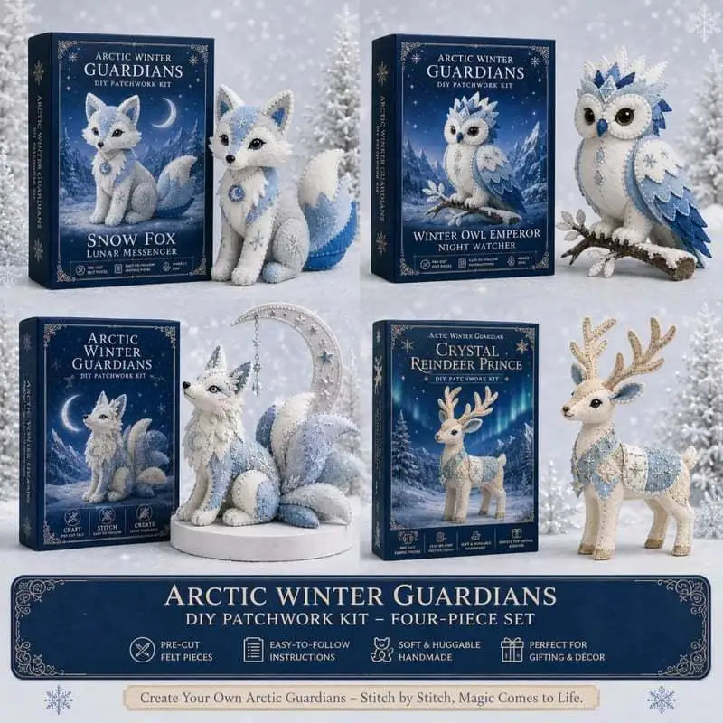 Arctic Winter Guardians DIY Patchwork Kit 3D Stuffed Animals Mythical Creature Pre-Cut Handmade Craft Kit For Home Decor Gift