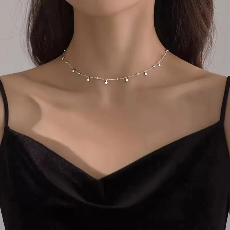 PANJBJ 925 Sterling Silver Onyx Necklace for Women Girl Concise Individuality Fashion Jewelry Birthday Gift Dropshipping