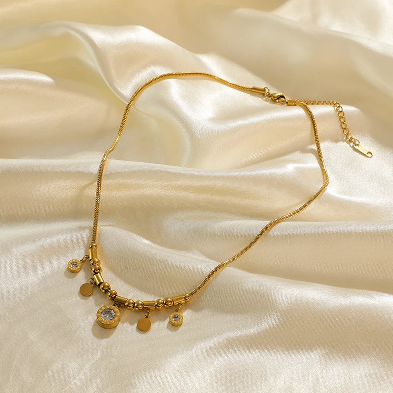 EILIECK 316L Stainless Steel Gold Color Hollow Ball Beads Pendant Necklace For Women Non-fading Choker Jewelry Girls Gifts Party