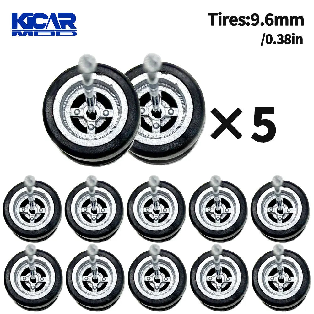 1/64 Model Q Car Wheels with Detachable Slicks Rubber Tires for Toy Model Diecast Cars Refiting Parts for MINIGT  (5 Cars)