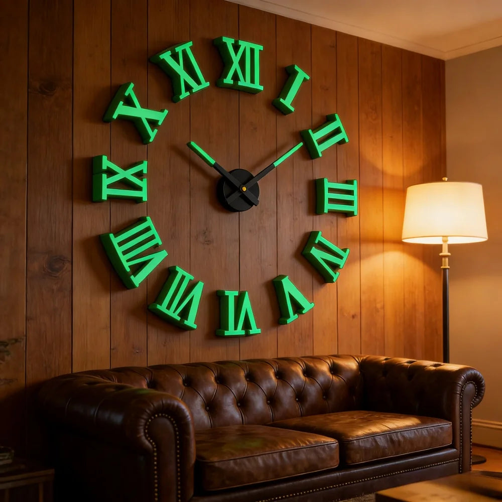 2D/3D Large Roman Numeral Acrylic Mirror Wall Clock Sticker Fashion DIY Quartz Clocks Watch Home Decoration Living Room Stickers