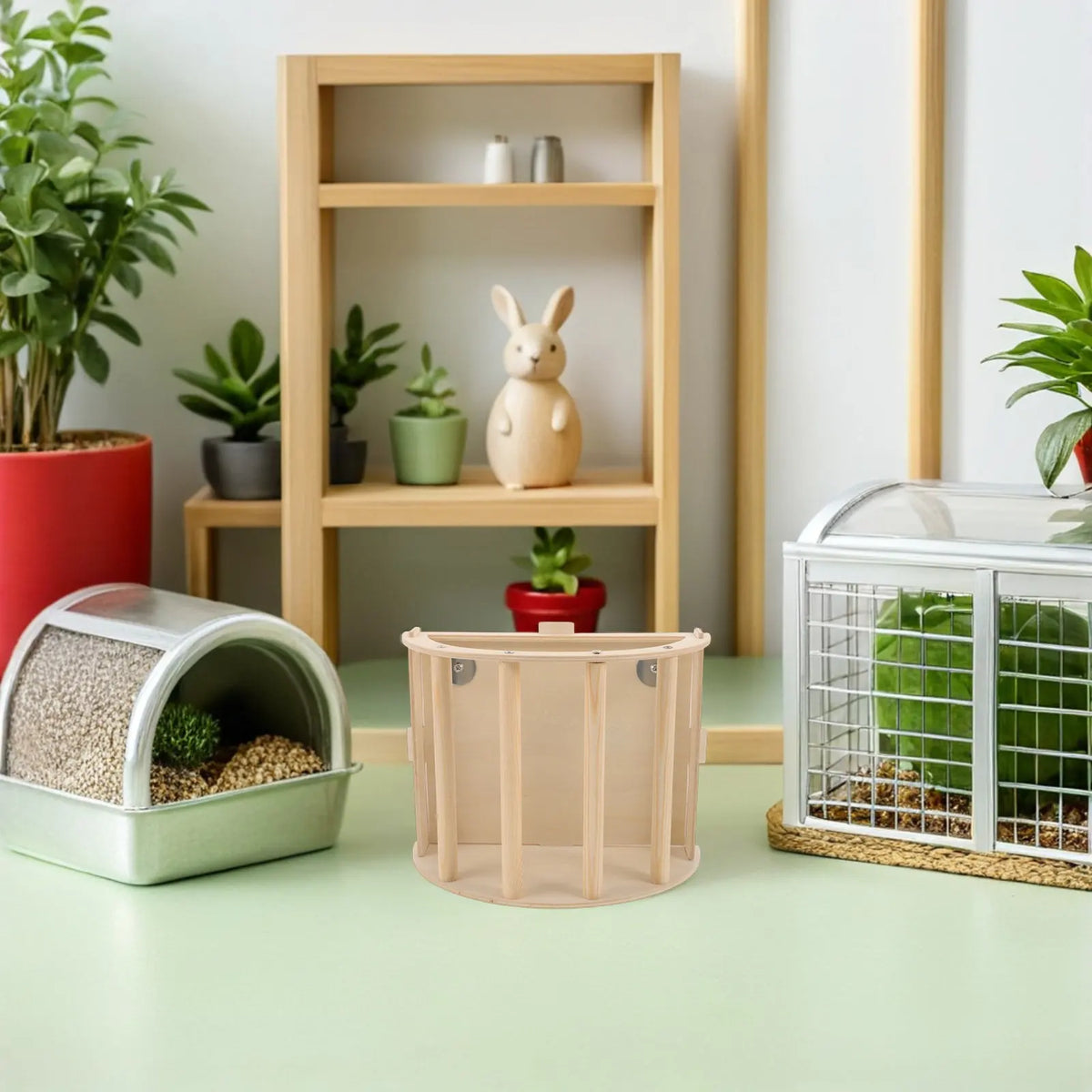 Wooden Small Animal Hay Rack Feeder Removable Hanging Hay Holder for Rabbit Cage Guinea Pig Bunny Pet Feeding Rack