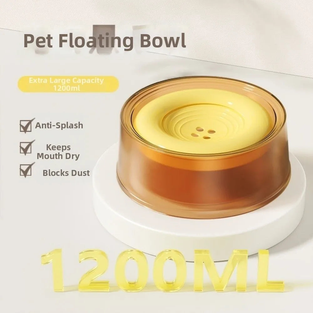 Non-Slip Base Pet Floating Water Bowl Large Capacity Spill Proof Dog Drinking Bowl Anti-Splash Design No Wet Mouth Cat Bowl