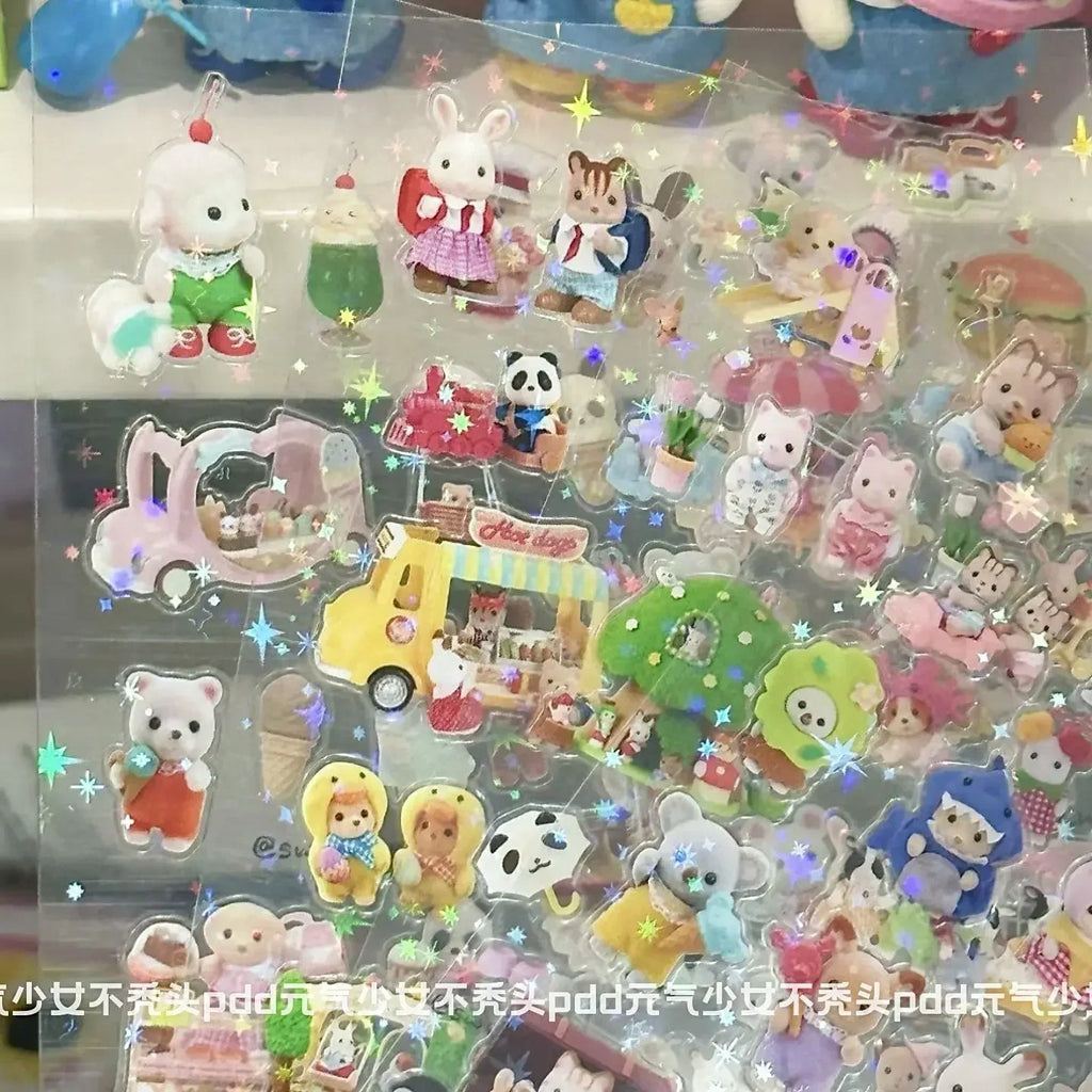 Sylvanian Families Cartoon Waterproof Stickers Pack Cute Water Bottle Laptop Skateboard Scrapbook Anime Accessories