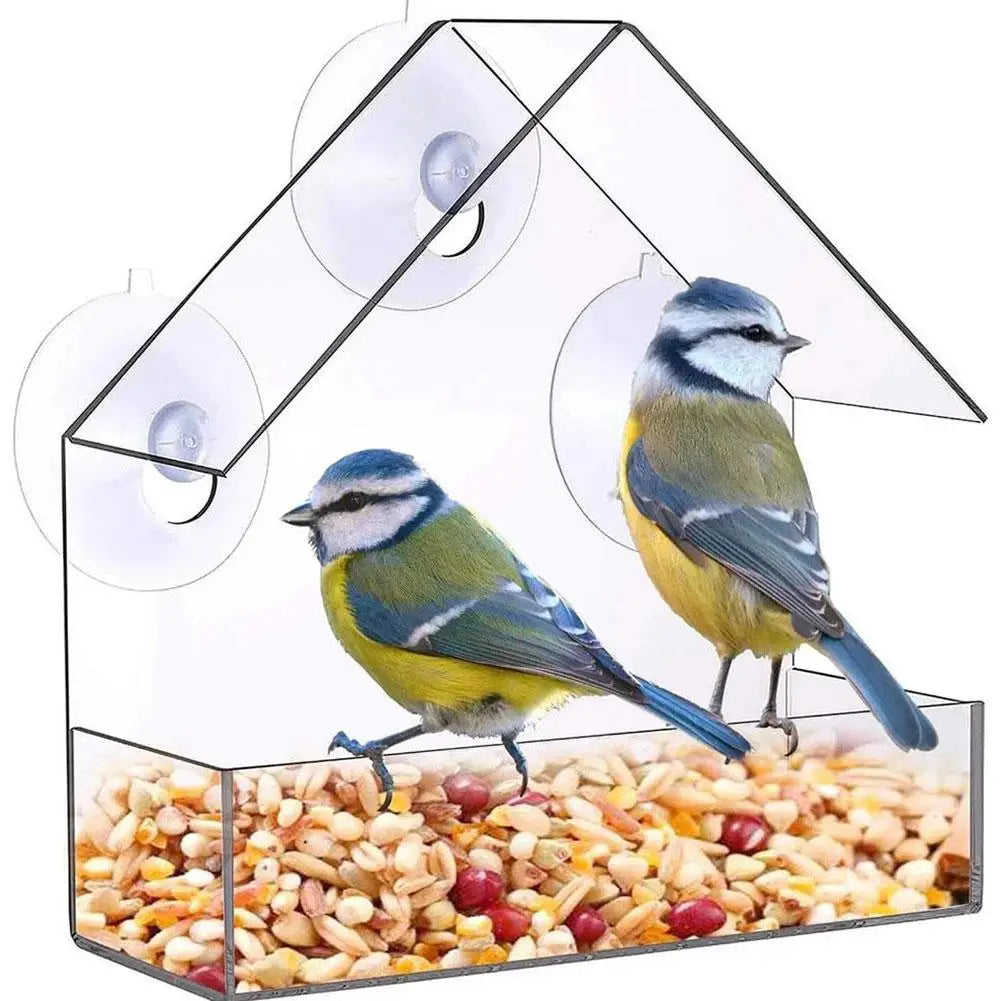 Acrylic Bird Feeder Clear Window Outside Hanging Bird Feeder House With Suction Cup For Garden Outdoor Backyard Patio Yard 1-5PC