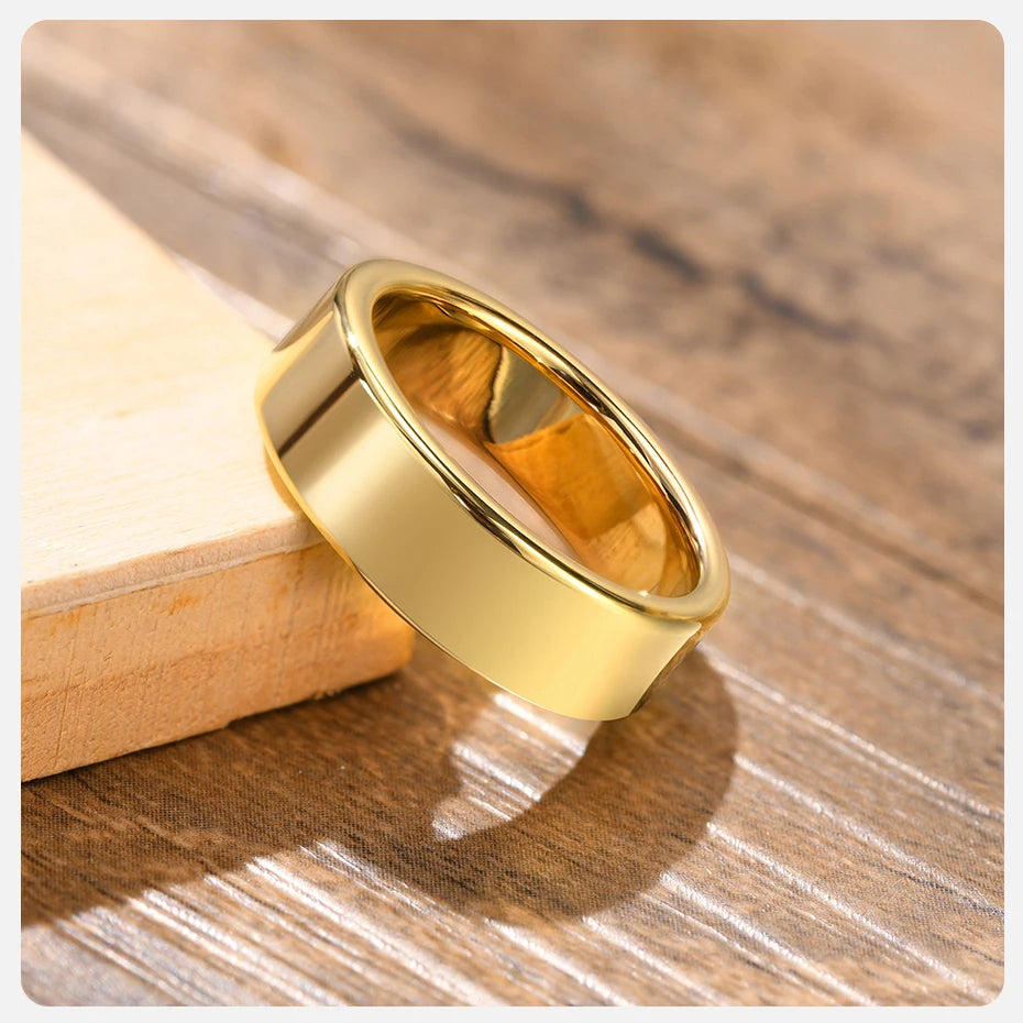 Vnox 2/4/6/8mm Tungten Ring for Men Women, Baisc Simple Gold Color Wedding Band, Anti Scratch Minimalist Ring