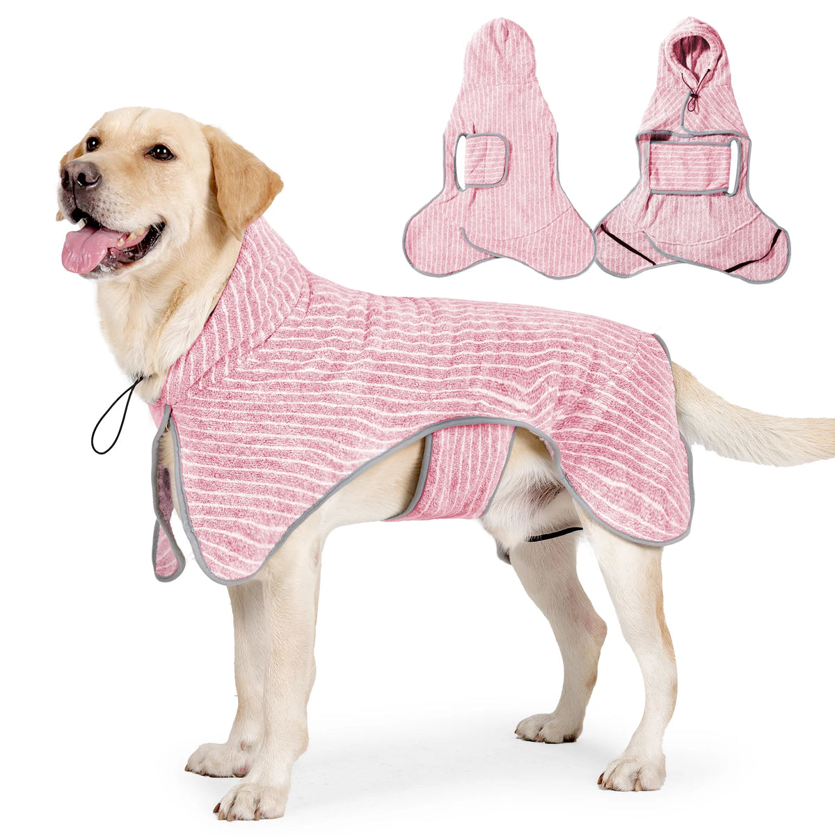 Dog Bathrobe Quick Dry Absorbent Pet Towel Coat Hooded Dog Bath Towel Soft Microfiber Drying Robe for Dogs