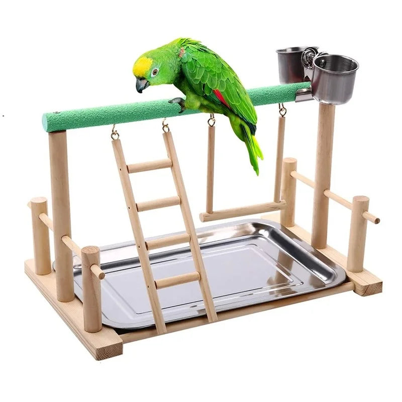 1Pc Pet Bird Toy Activity Center Birdcage Stands with Bird Perch Ladder Hammock Feeder Playground for Cockatiel Parrot