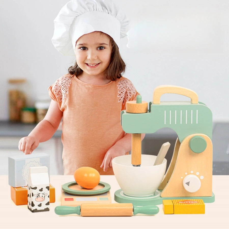 Children Play House Simulation Teapot Girl Tea Kitchen toys, wooden cake kindergarten birthday present