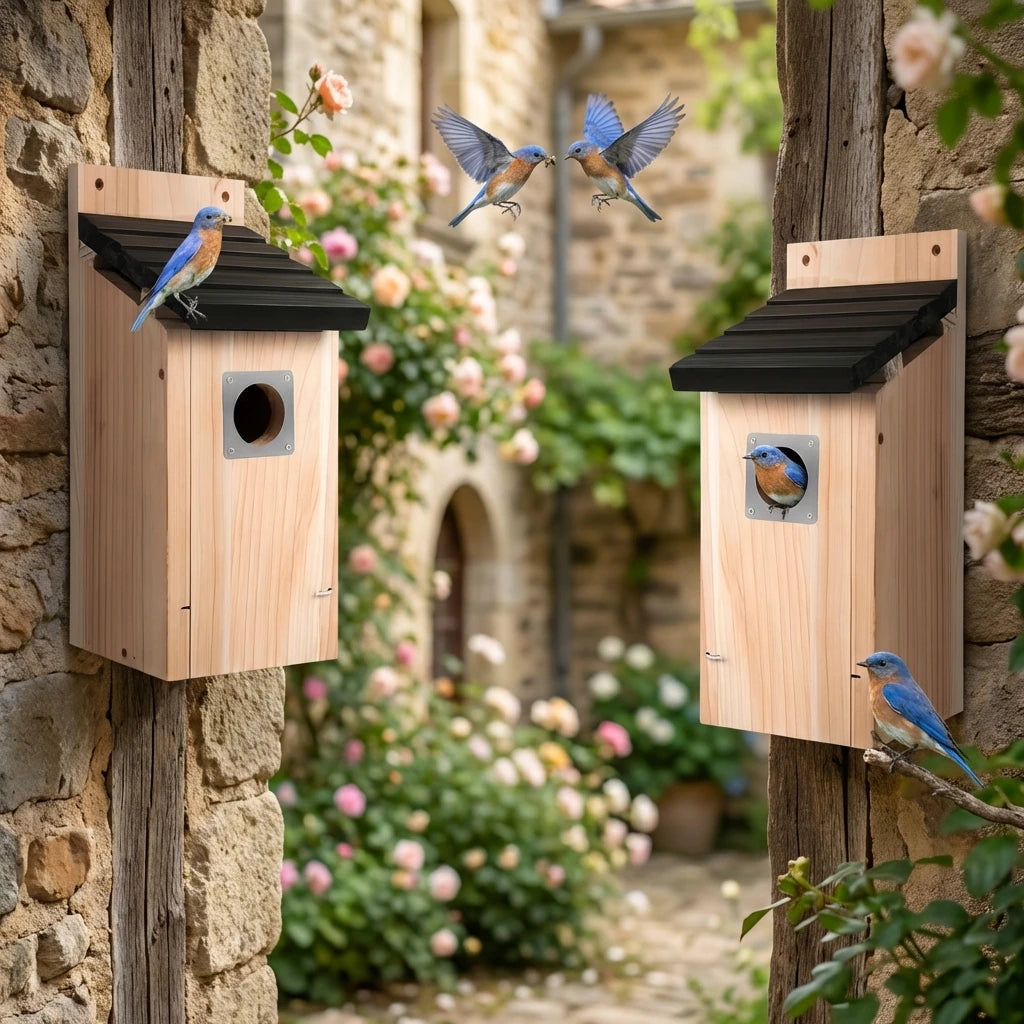 Bird Houses for Outside  Cedar Bird House Outdoor, Bluebird Finch Swallow Wren Chickadee Assembly Required