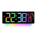 17" Large Digital Wall Clock 11Colors Dispaly & Dynamic RGB LED Clocks Temp Date Week Display Remote Control Dual Alarms Clock