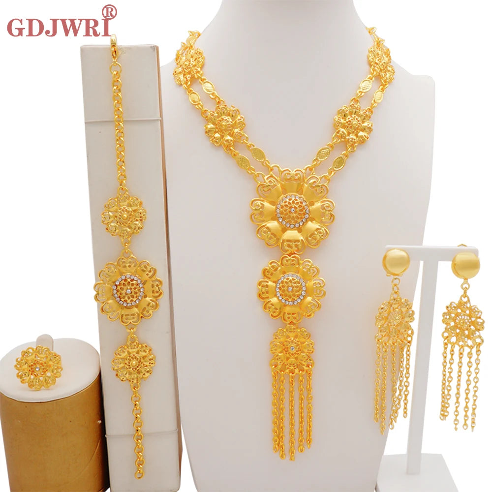Ethiopian Fashion Women's Jewelry Set African Wedding Jewelry Set Necklace, Bracelet, Earrings, and Ring Set
