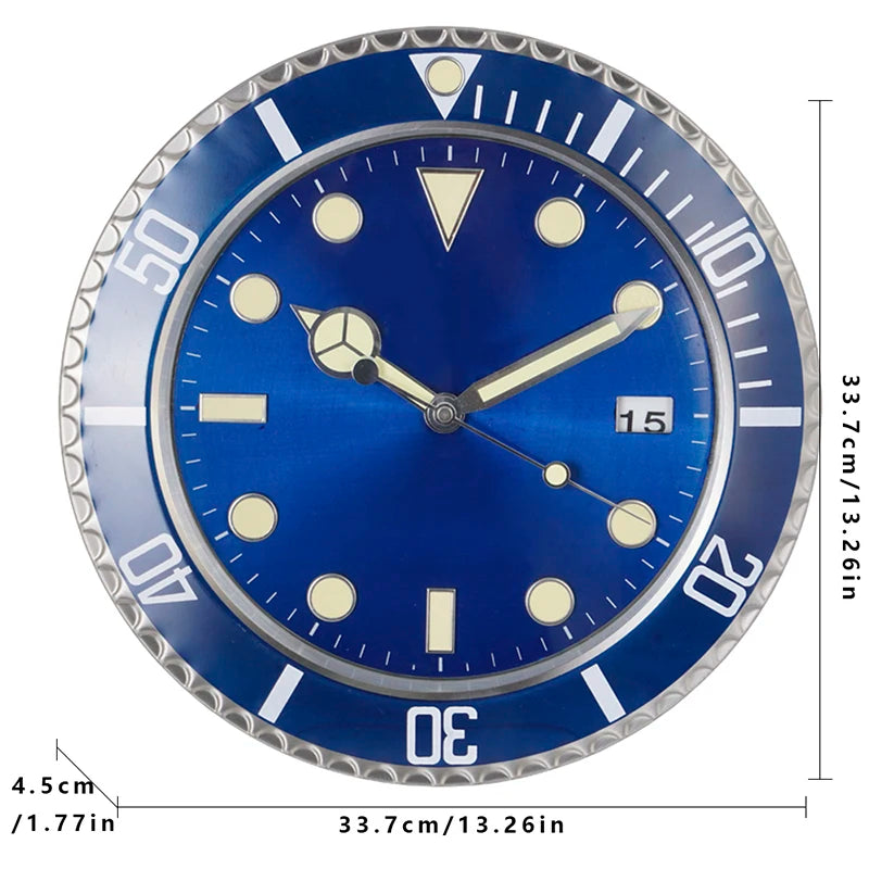 34cm Luxury Creative Wall Clock Modern Metal Design Art Wall Clock Home Large Digital Luminescent Bedroom Decoration Clock