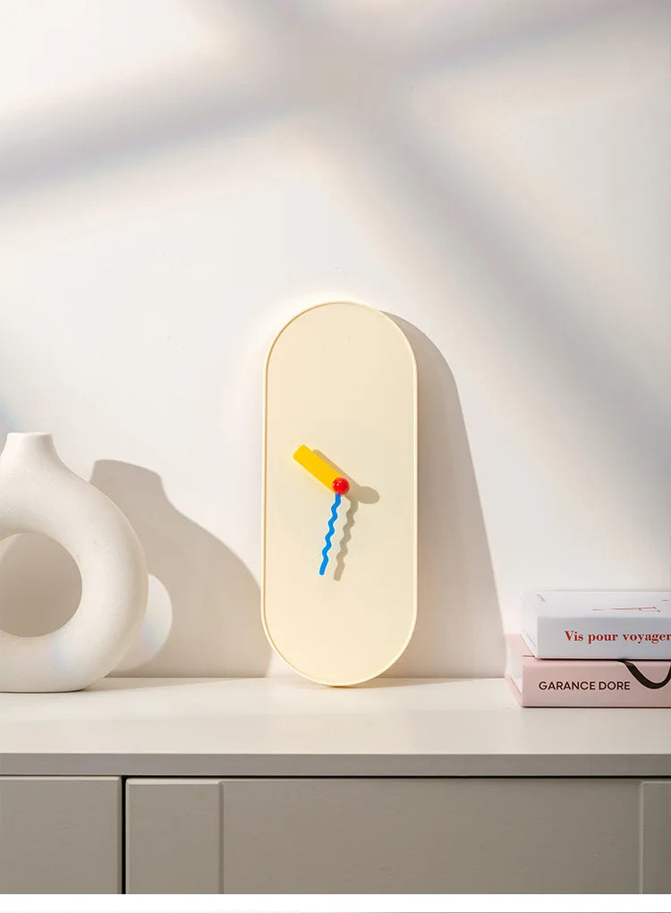 Home Decor Cream Style ABS Wall Clock Living Room Decoration Desktop Silent Wall Clock Vertical Clock