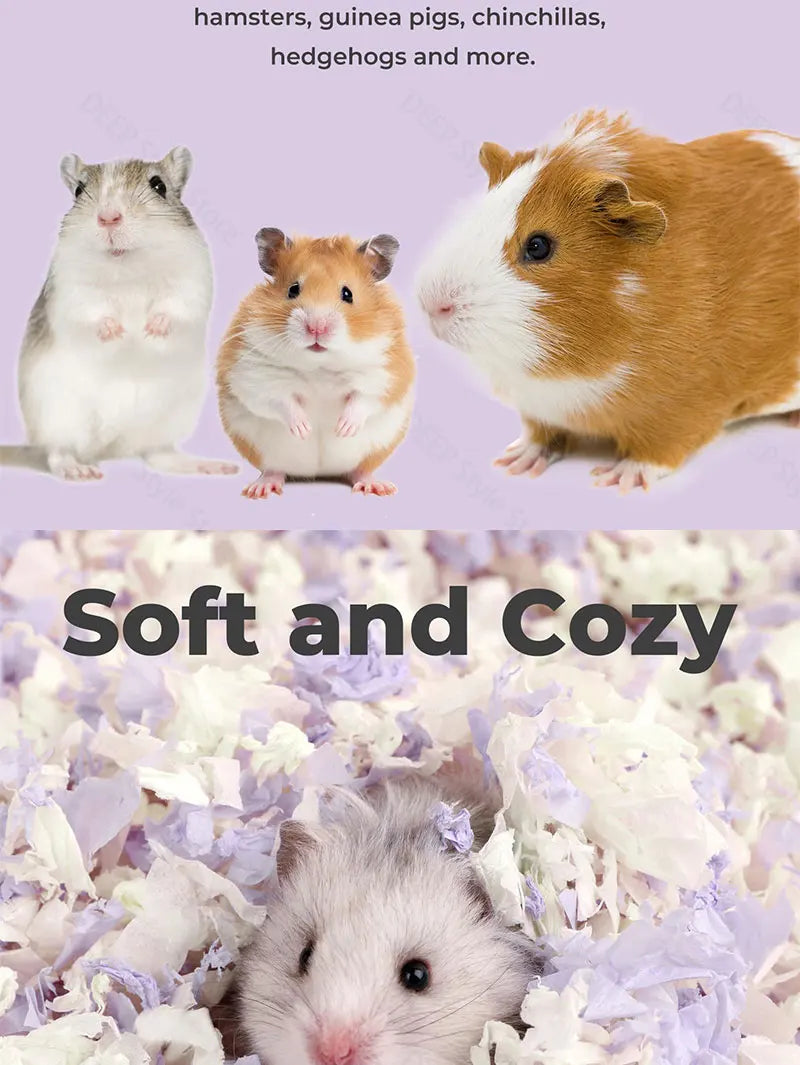 10L/400g Cozy Hamster Bedding Absorbent & Odor-Control Paper Cotton for Syrian Hamsters - Cage Litter & Nesting Material