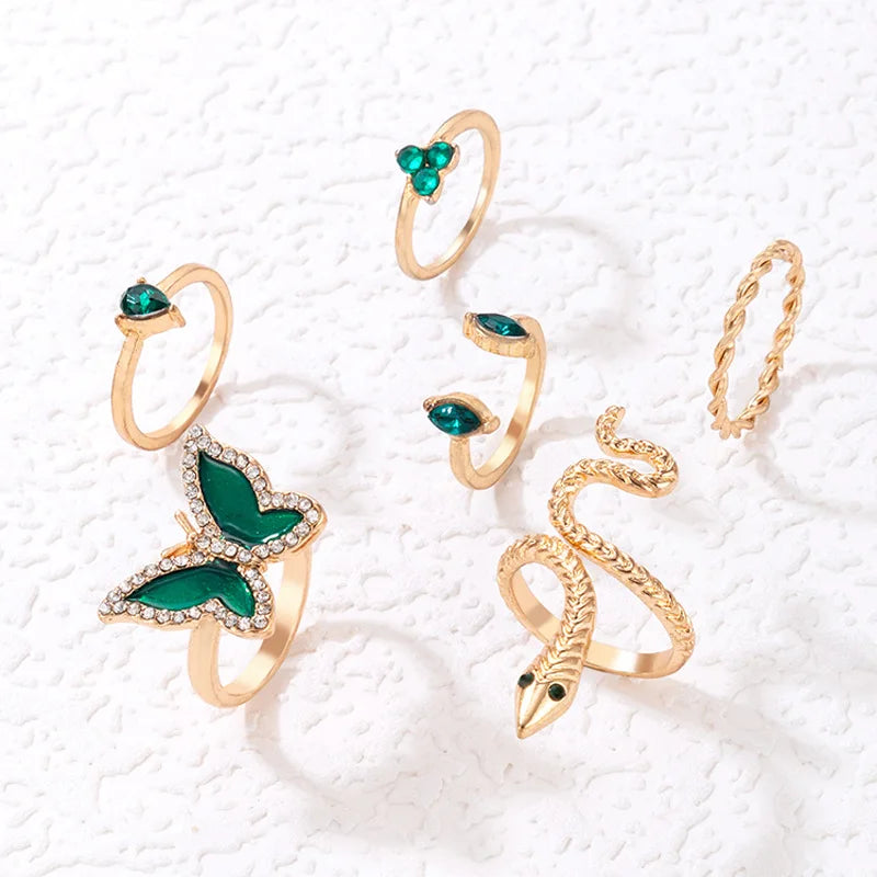 10/20/30/50/100Pcs/Lot Retro Punk Bohemian Rhinestone Carve Rings For Women Mix Style Jewelry Party Gifts Accessories Wholesale