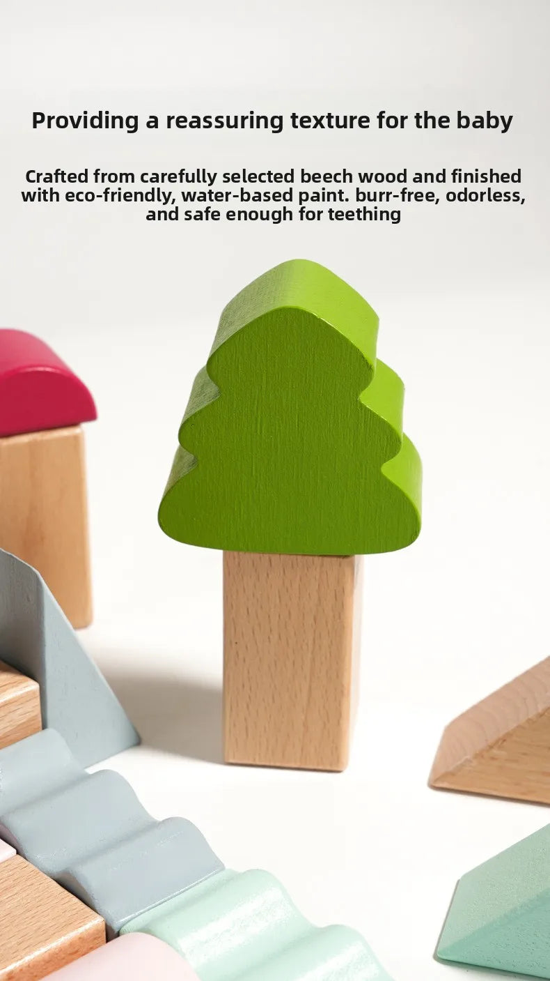 Kawaii 100Pcs Unpainted Beech Wooden Large Building Blocks Toddler Stacking Construction Preschool Educational Gift